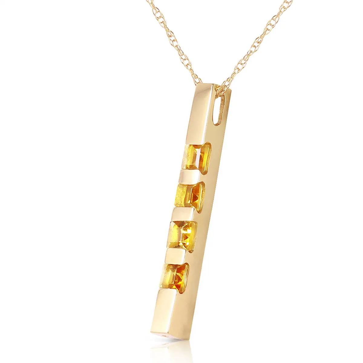 0.35 Carat 14K Solid Yellow Gold Necklace Bar Natural Citrine