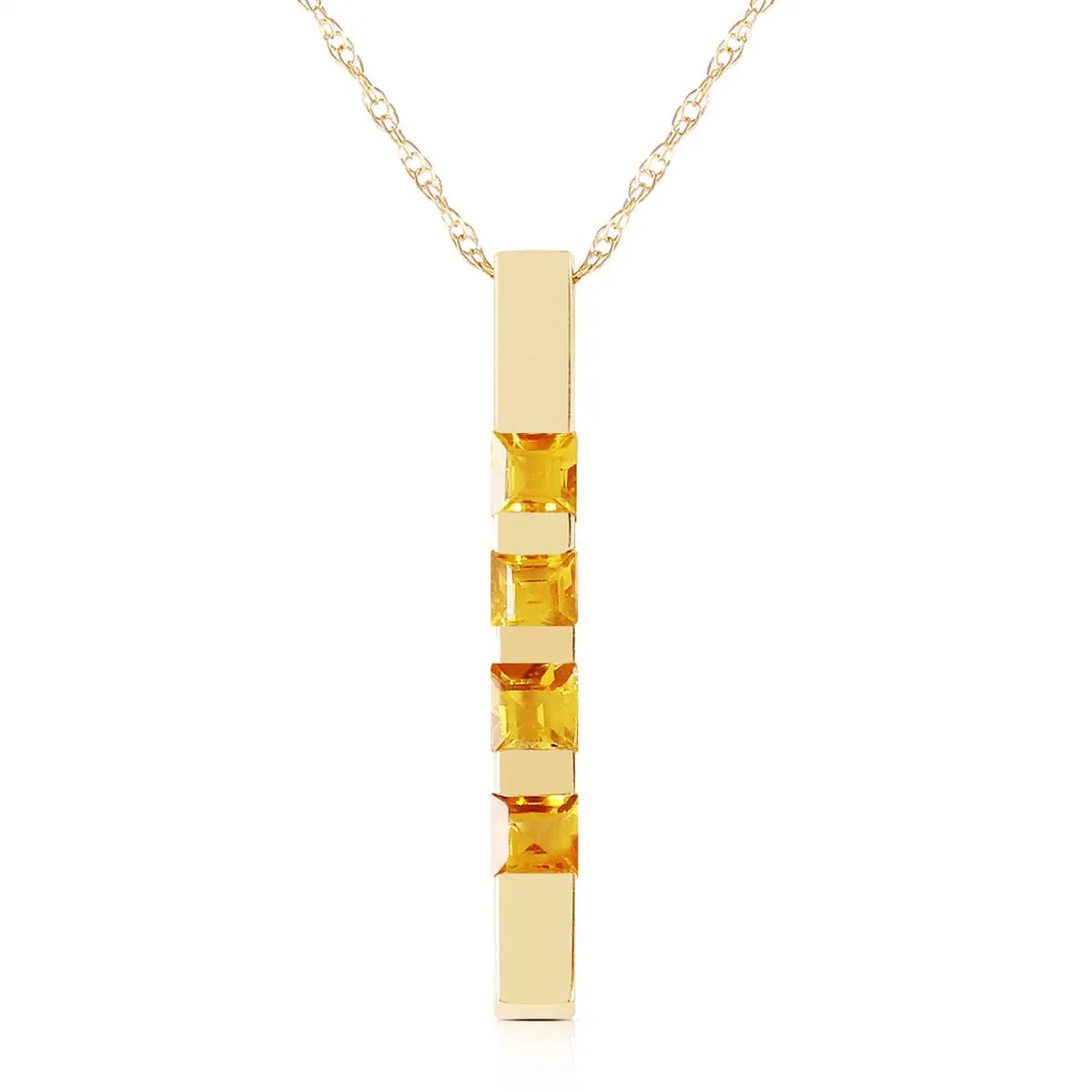 0.35 Carat 14K Solid Yellow Gold Necklace Bar Natural Citrine