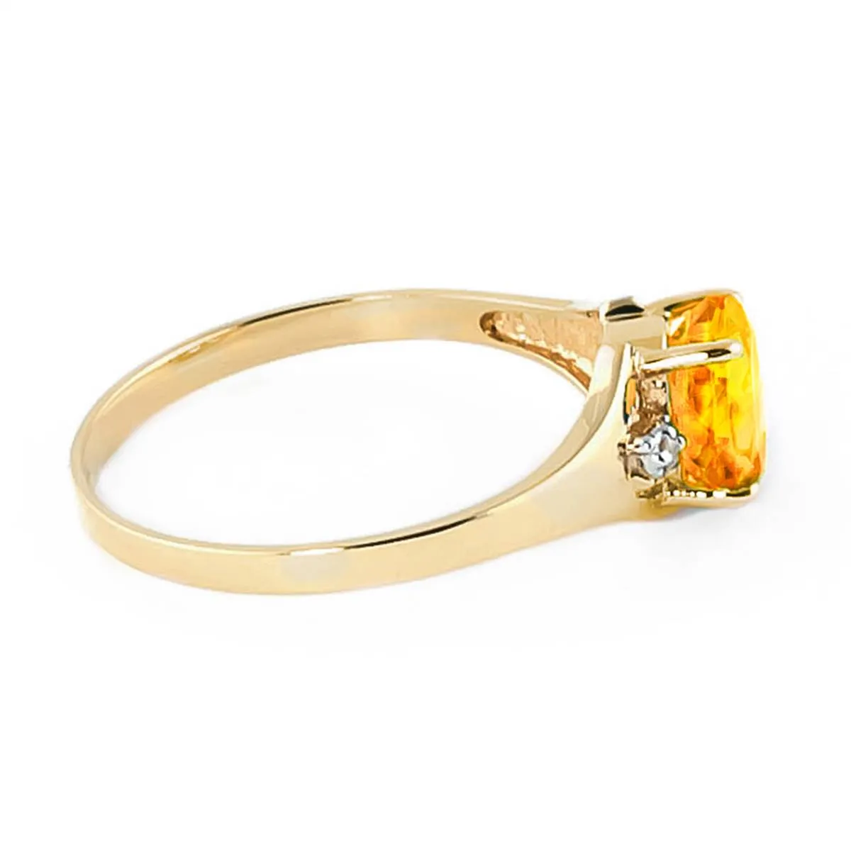 0.76 Carat 14K Solid Yellow Gold Possessed Glee Citrine Diamond Ring