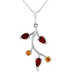 0.95 Carat 14K Solid White Gold Down The River Garnet Citrine Necklace