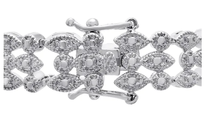 1 Carat Three Row Diamond Bracelet in Platinum Overlay - Ships Same/Next Day!