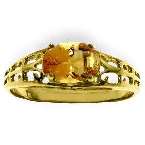 1.15 Carat 14K Solid Yellow Gold Filigree Ring Natural Citrine