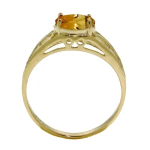 1.15 Carat 14K Solid Yellow Gold Filigree Ring Natural Citrine