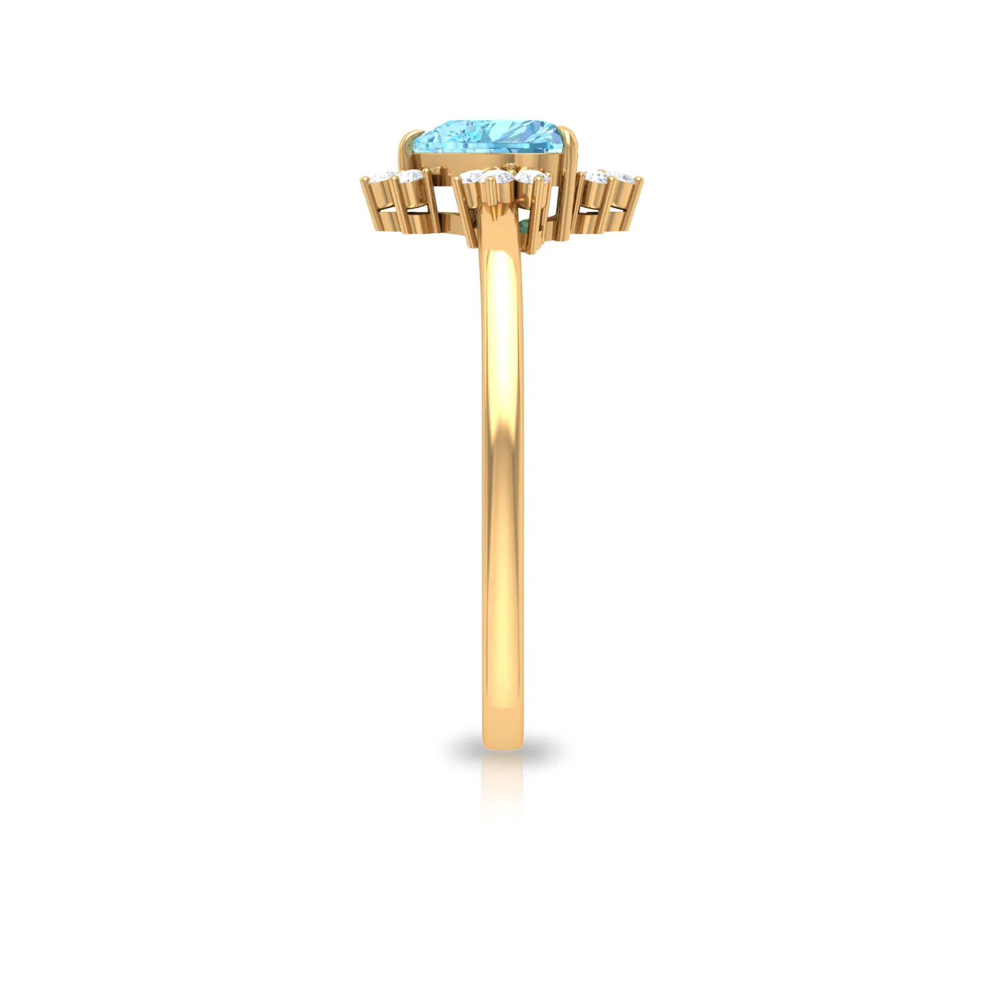1.25 CT Heart Shape Aquamarine Solitaire Promise Ring with Diamond Accent