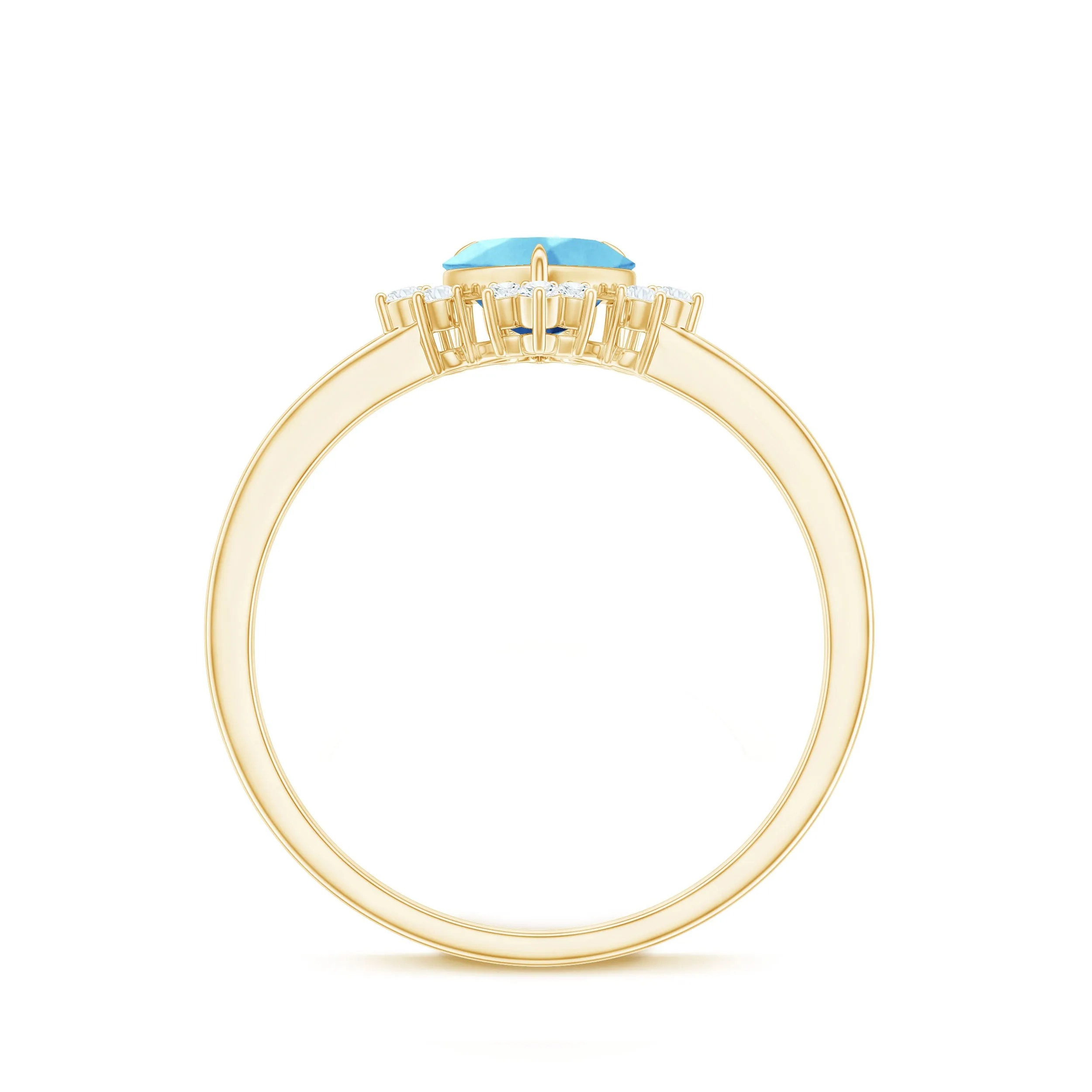 1.25 CT Heart Shape Aquamarine Solitaire Promise Ring with Diamond Accent