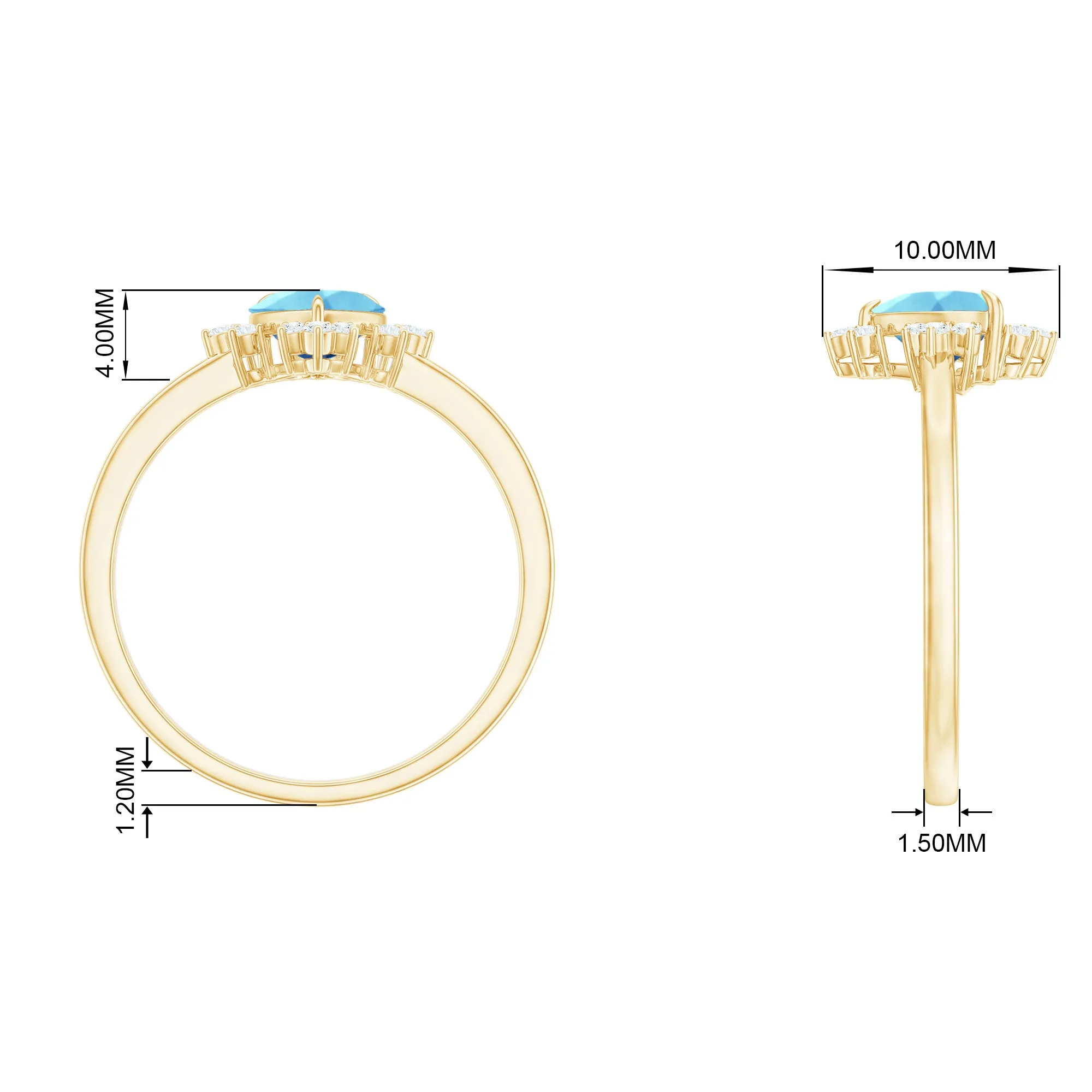 1.25 CT Heart Shape Aquamarine Solitaire Promise Ring with Diamond Accent