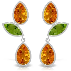 13.6 Carat 14K Solid White Gold Chandelier Earrings Citrine Peridot