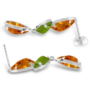 13.6 Carat 14K Solid White Gold Chandelier Earrings Citrine Peridot