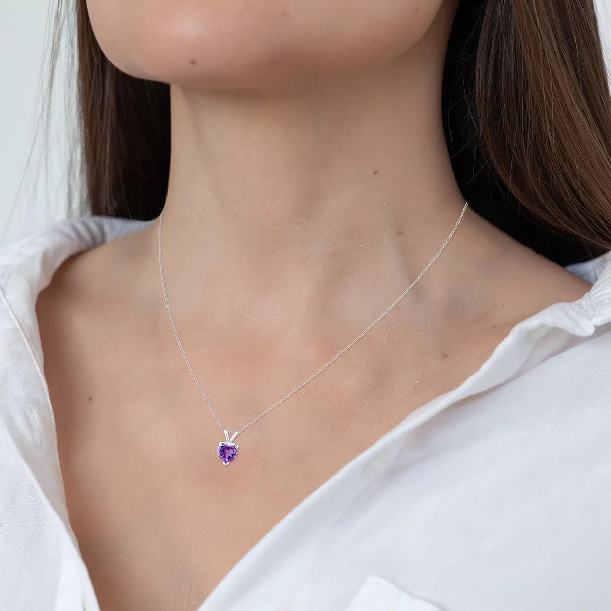 14K  5Mm Heart Amethyst Pendant