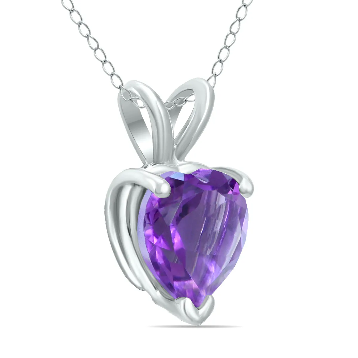 14K  5Mm Heart Amethyst Pendant
