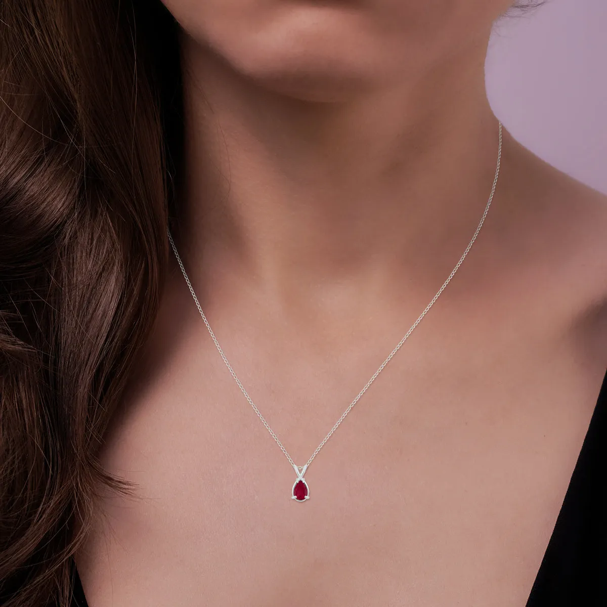 14K  5X3Mm Pear Ruby Pendant