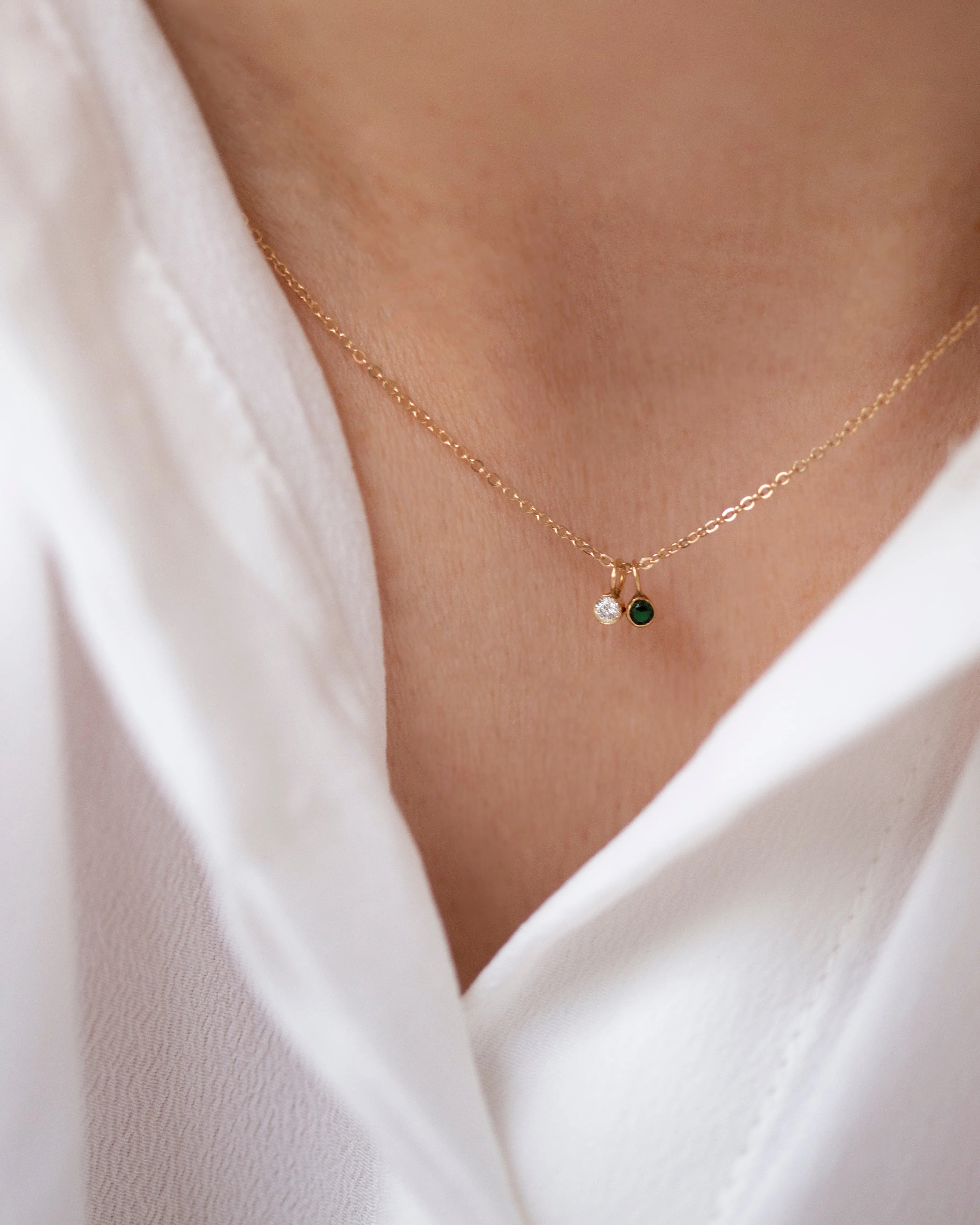 14k Gold Mini Birthstone necklace