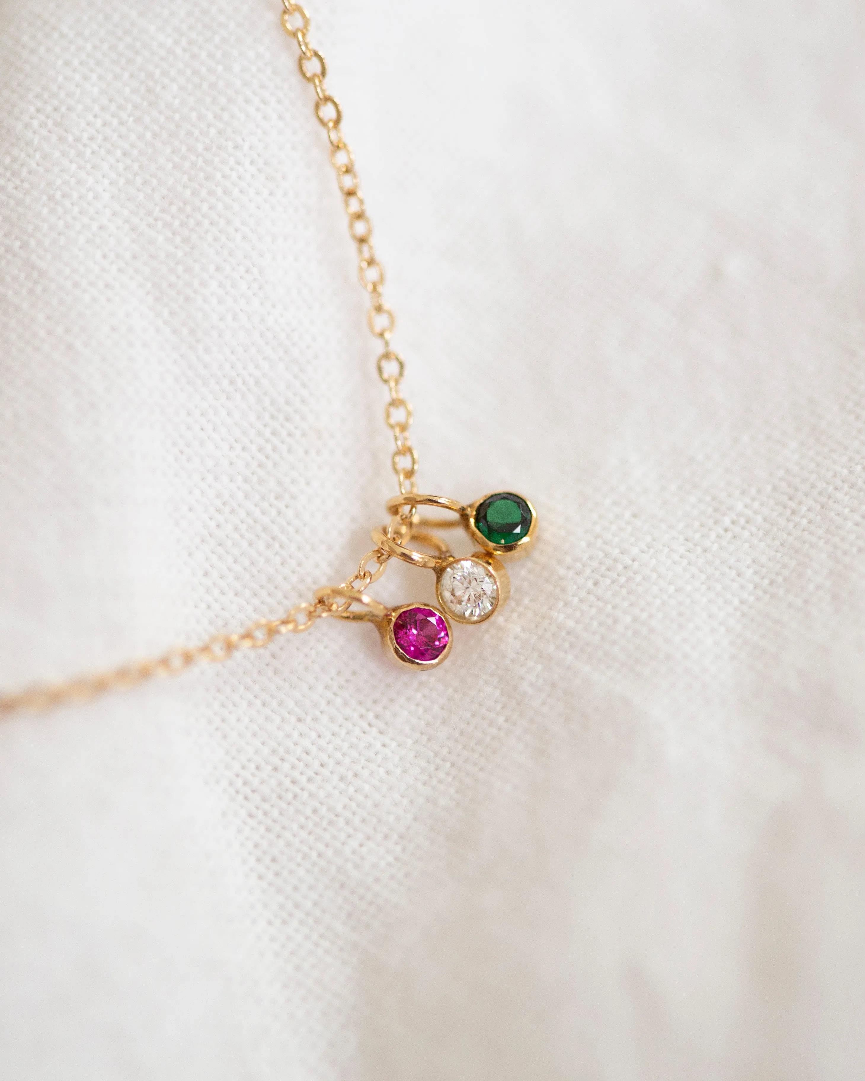 14k Gold Mini Birthstone necklace