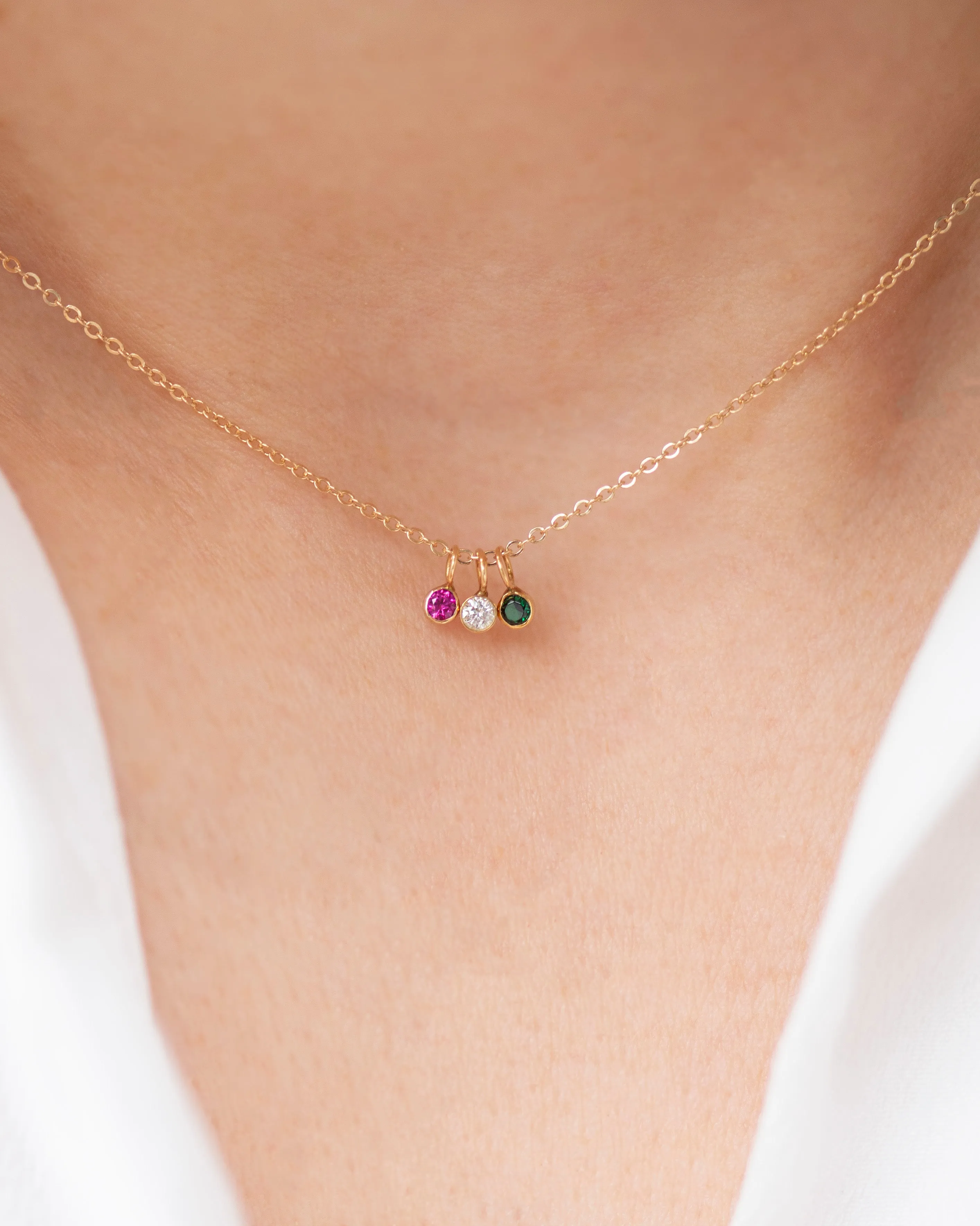 14k Gold Mini Birthstone necklace