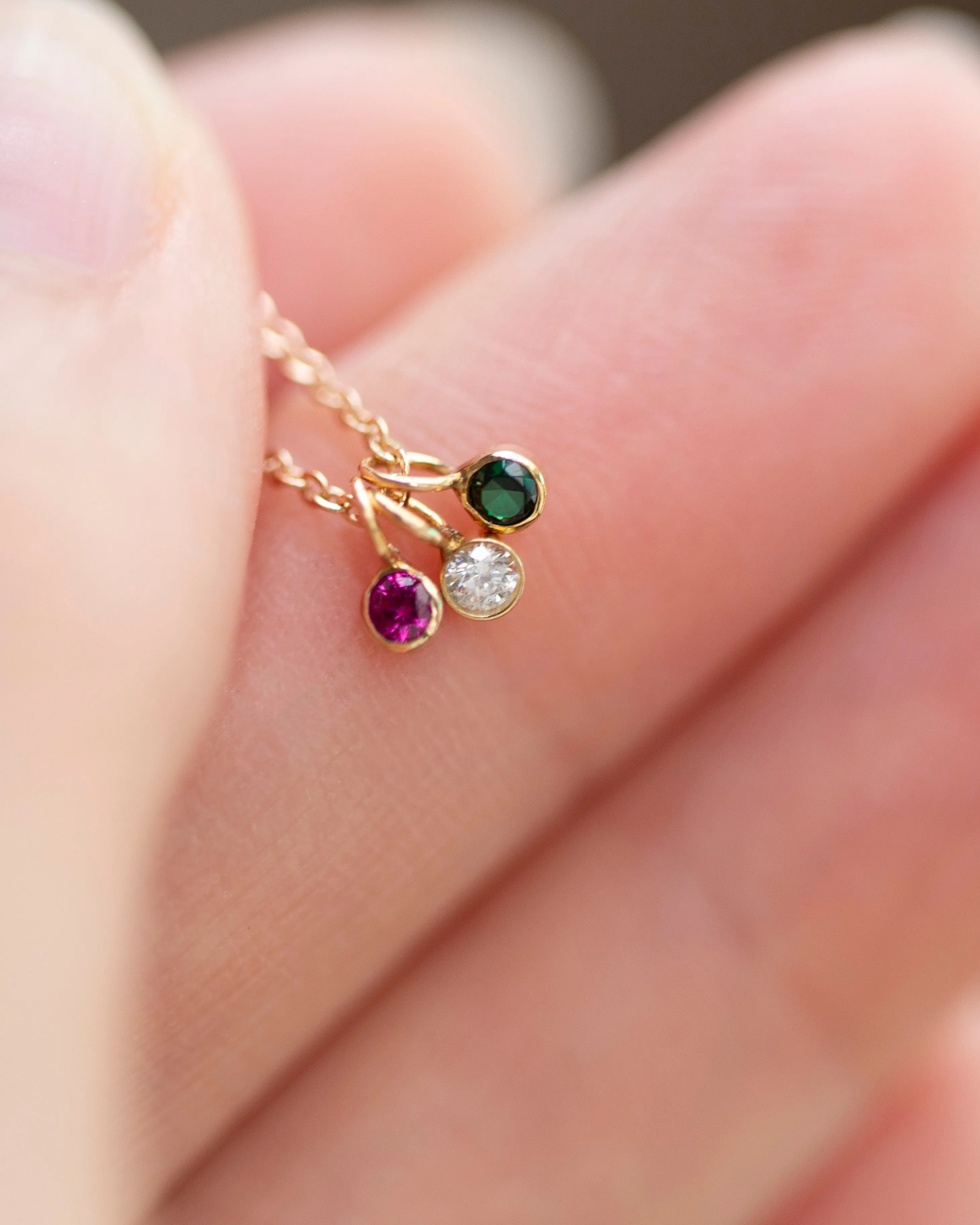 14k Gold Mini Birthstone necklace
