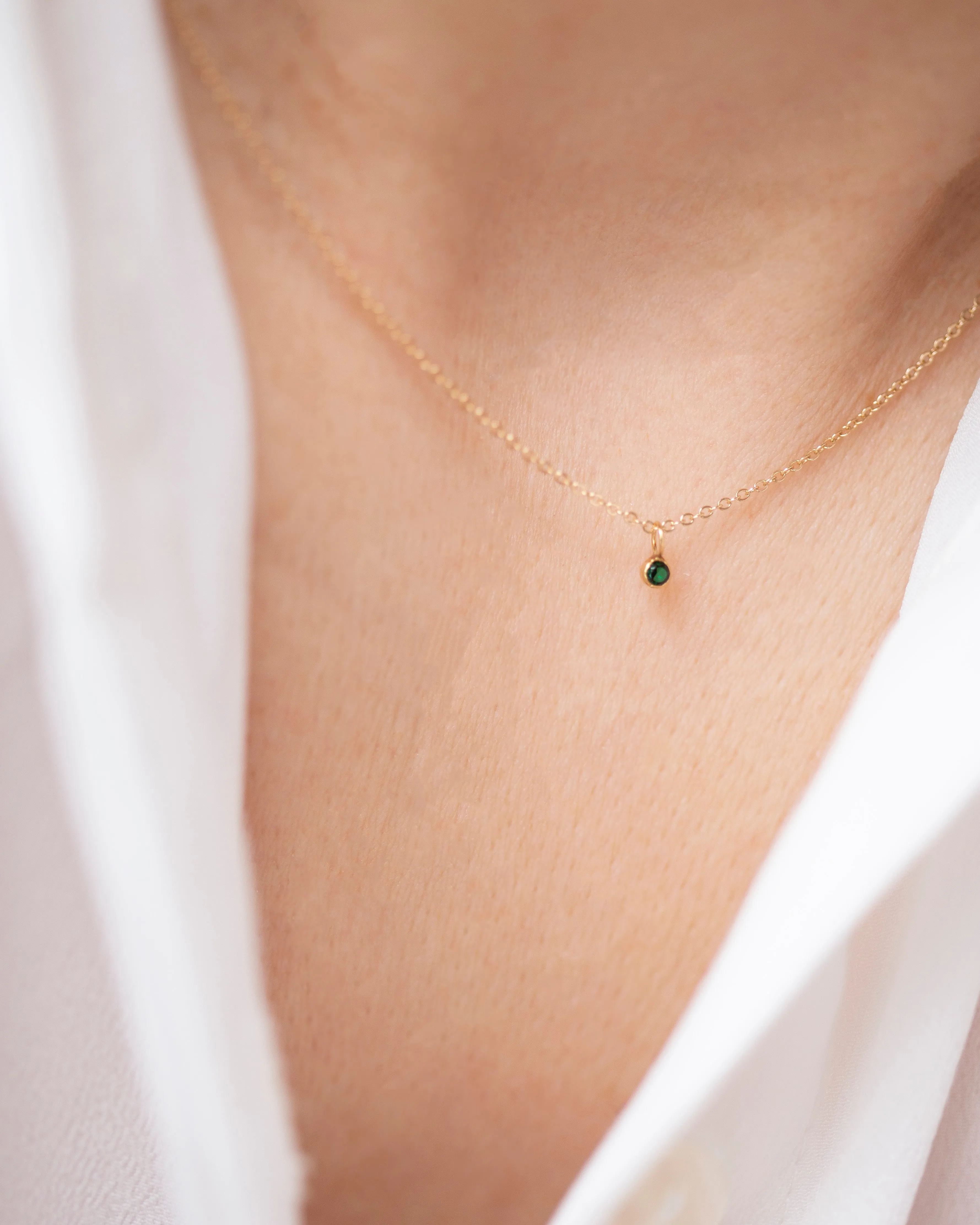 14k Gold Mini Birthstone necklace