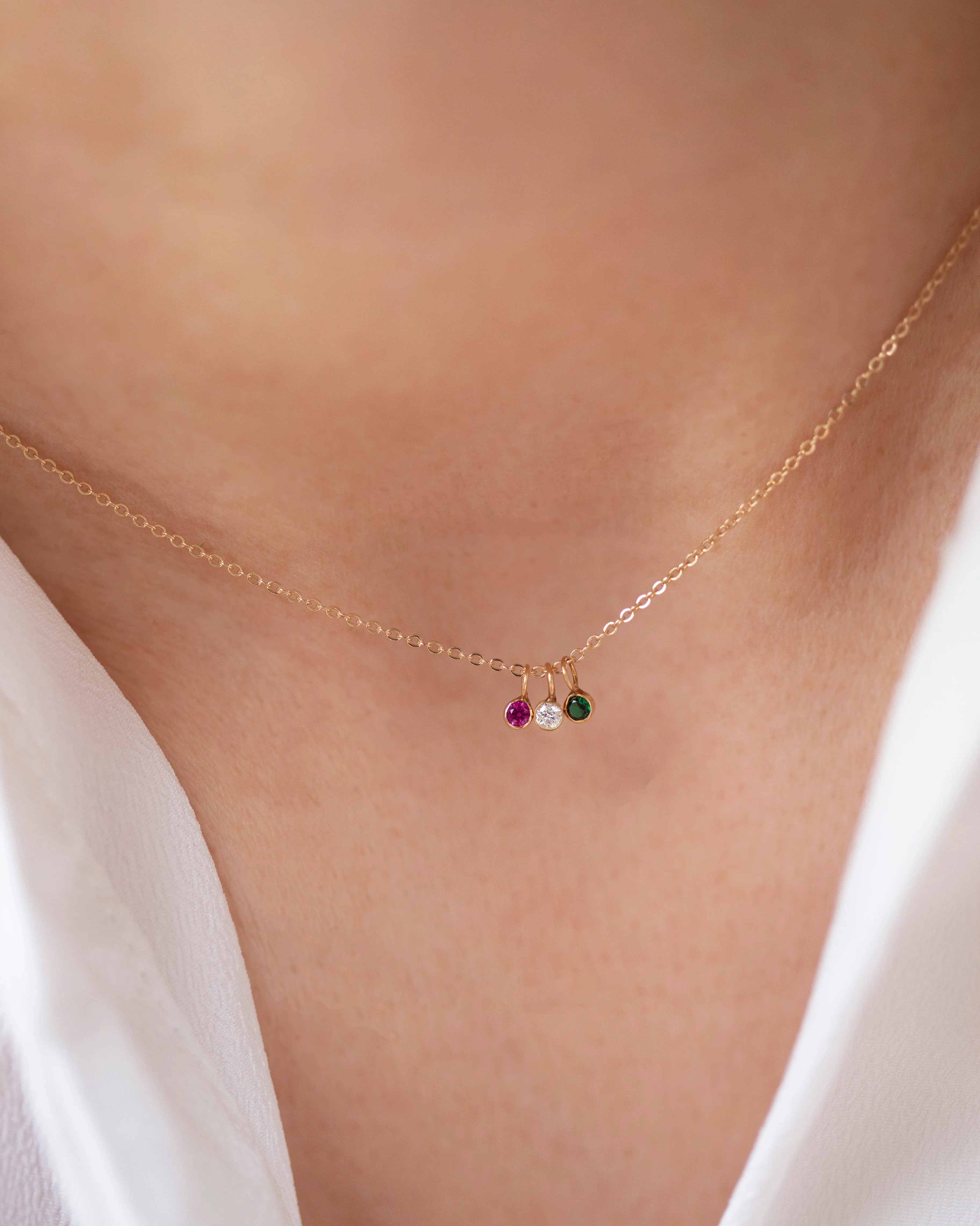 14k Gold Mini Birthstone necklace