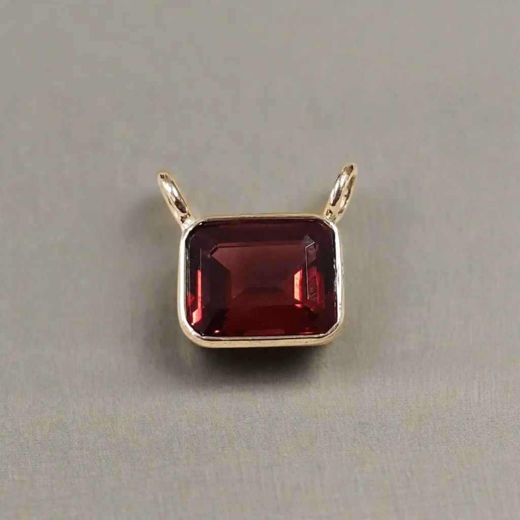 14k Gold Natural Red Garnet Pendant