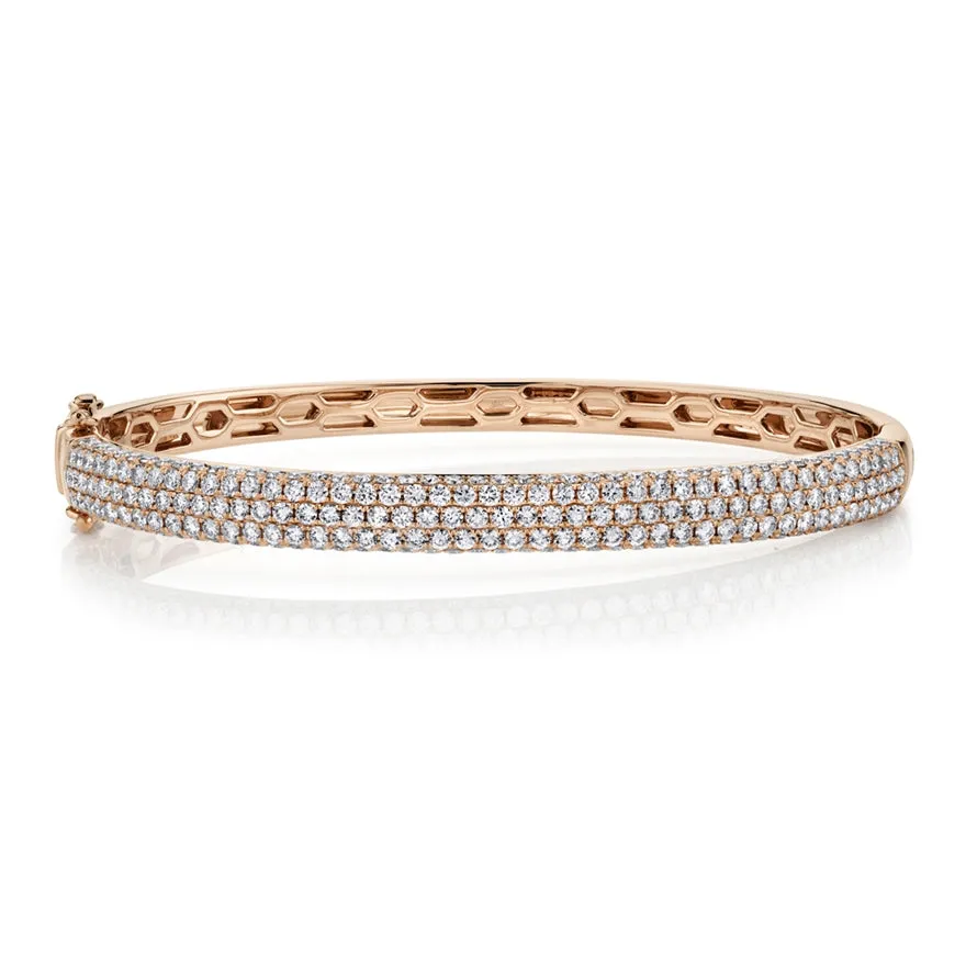 14K Rose Gold Diamond Pave Thin Bangle
