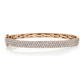 14K Rose Gold Diamond Pave Thin Bangle