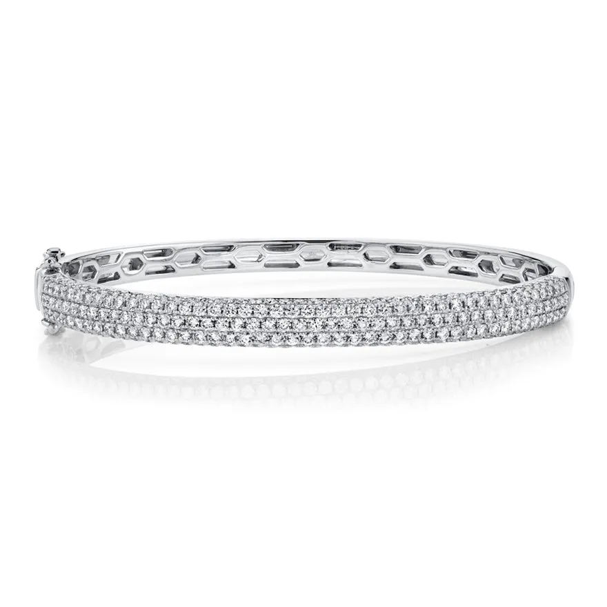 14K Rose Gold Diamond Pave Thin Bangle