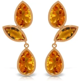 14K Solid Rose Gold Chandelier Nice Citrine Earrings