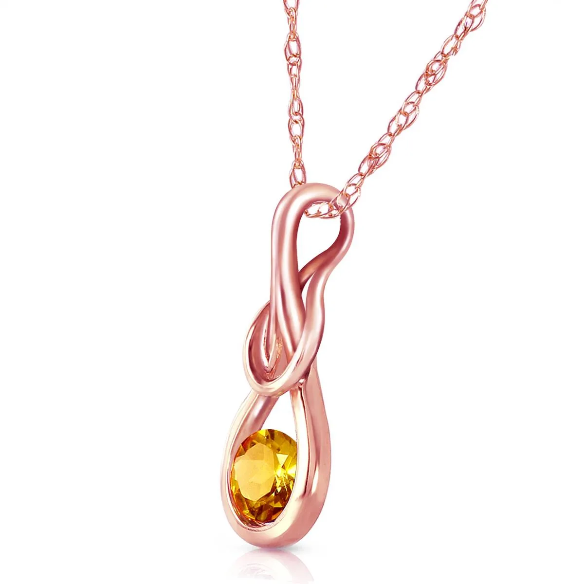 14K Solid Rose Gold Citrine Necklace Genuine Imperial