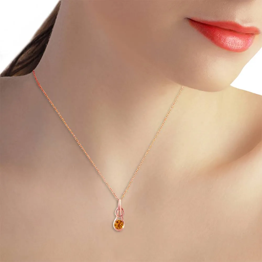 14K Solid Rose Gold Citrine Necklace Genuine Imperial