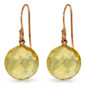 14K Solid Rose Gold Fish Hook Natural Citrine Earrings Certified