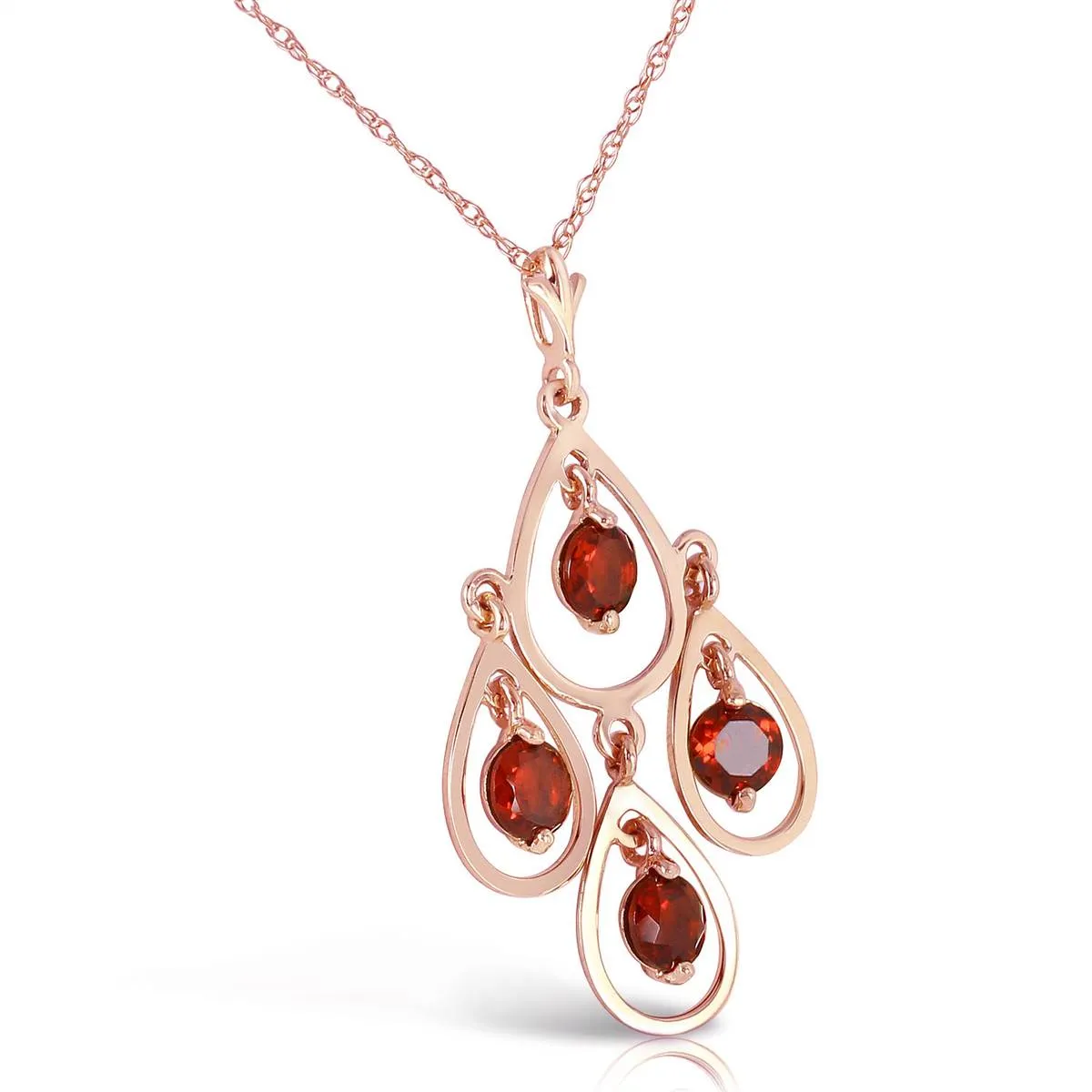 14K Solid Rose Gold Garnet Certified Series Platinum Necklace