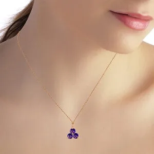 14K Solid Rose Gold Purple Amethyst Platinum Necklace