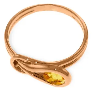 14K Solid Rose Gold Ring Natural Citrine Certified