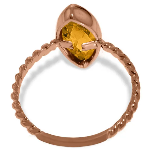 14K Solid Rose Gold Rings w/ Natural Marquis Citrine