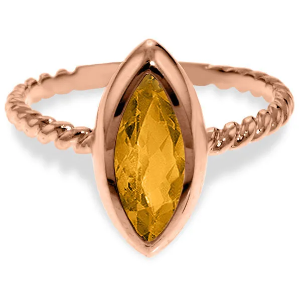 14K Solid Rose Gold Rings w/ Natural Marquis Citrine
