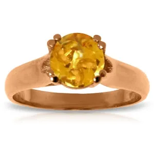 14K Solid Rose Gold Solitaire Ring Natural Citrine Gemstone