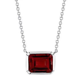 14K White Gold Garnet Necklace