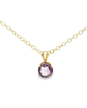 14K Yellow Gold Amethyst Pendant Necklace