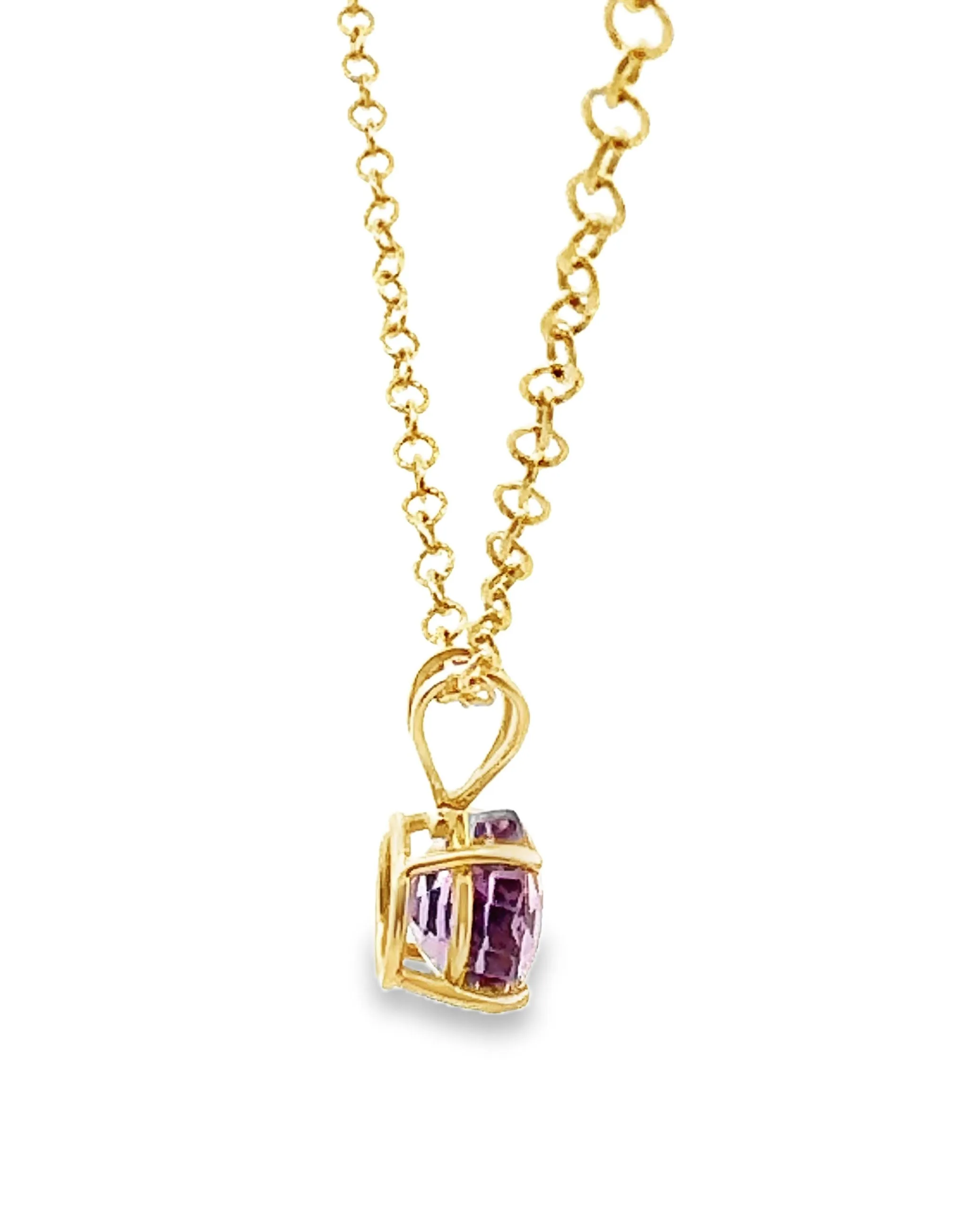 14K Yellow Gold Amethyst Pendant Necklace