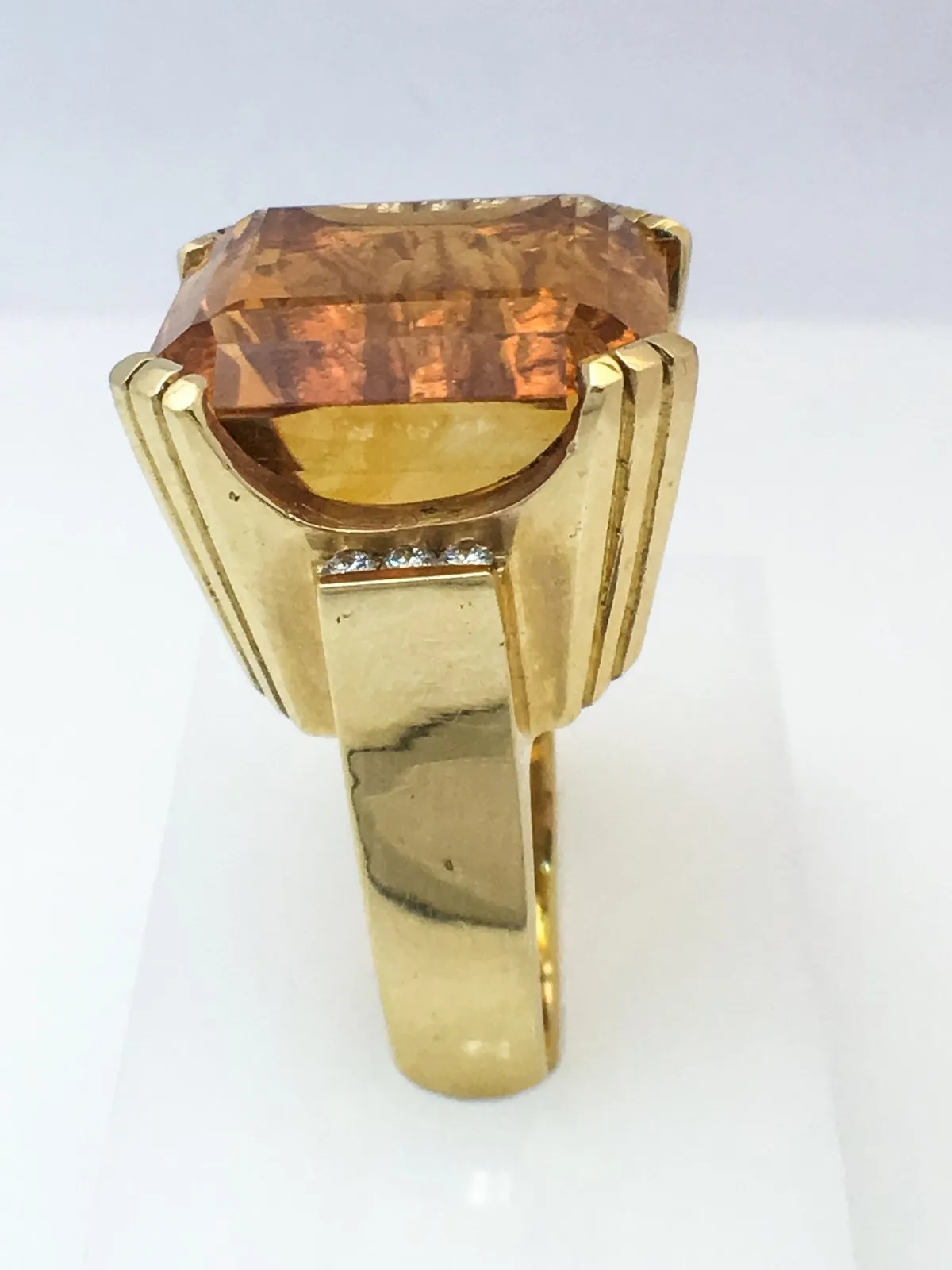 14K Yellow Gold Fashion Ring With Citrine Center Stone