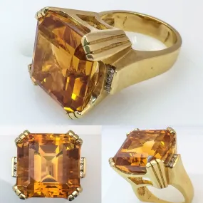 14K Yellow Gold Fashion Ring With Citrine Center Stone
