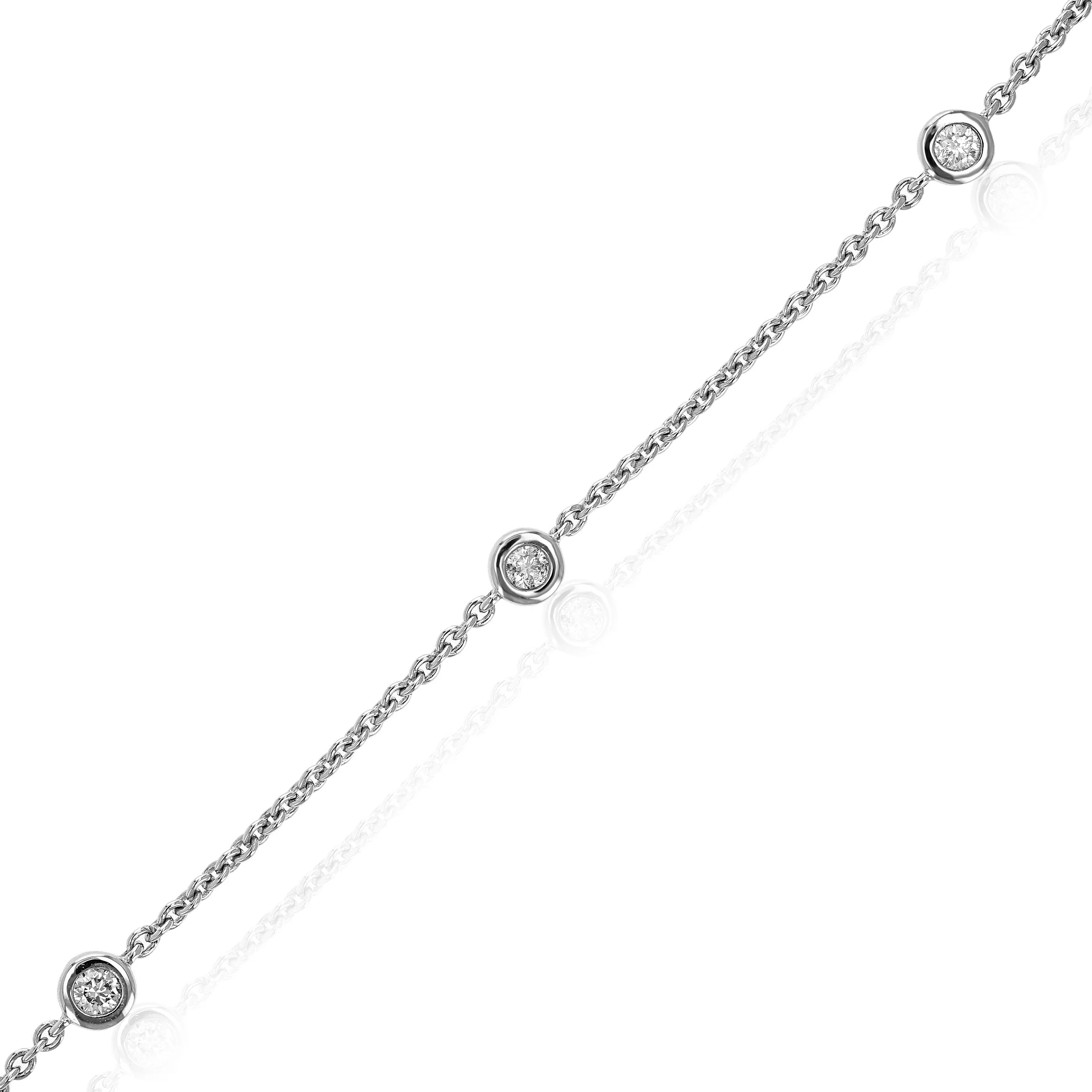 1/5 cttw 7 Stones Round Lab Grown Diamond Bracelet 14K White Gold Prong Set 7.25 Inch