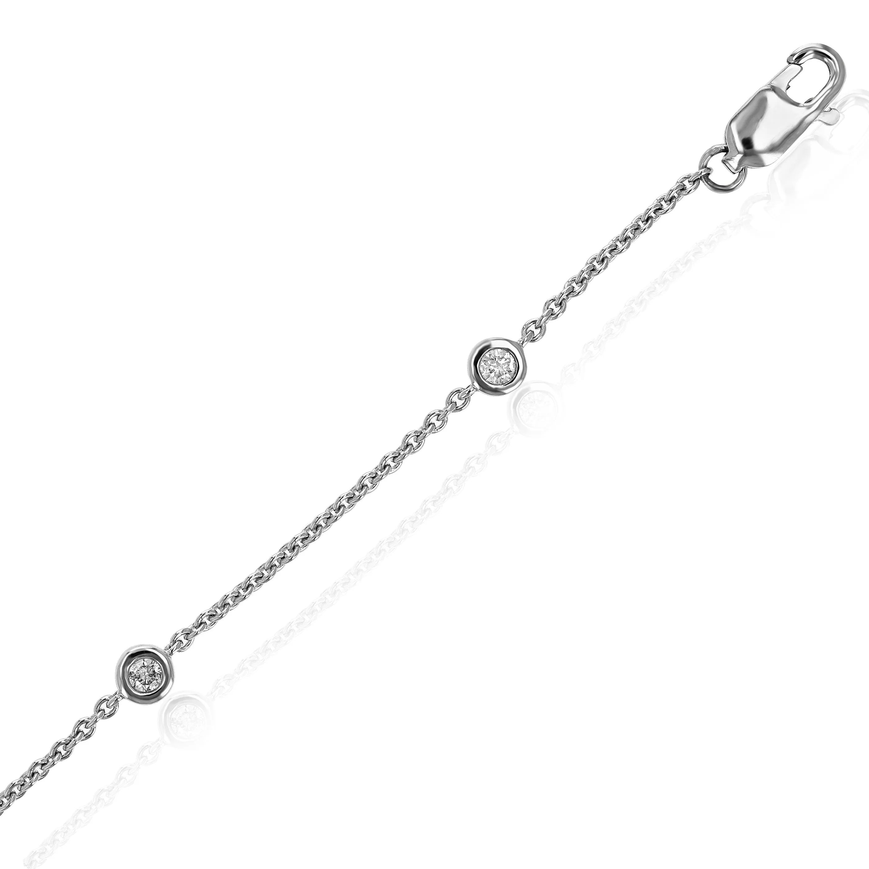 1/5 cttw 7 Stones Round Lab Grown Diamond Bracelet 14K White Gold Prong Set 7.25 Inch