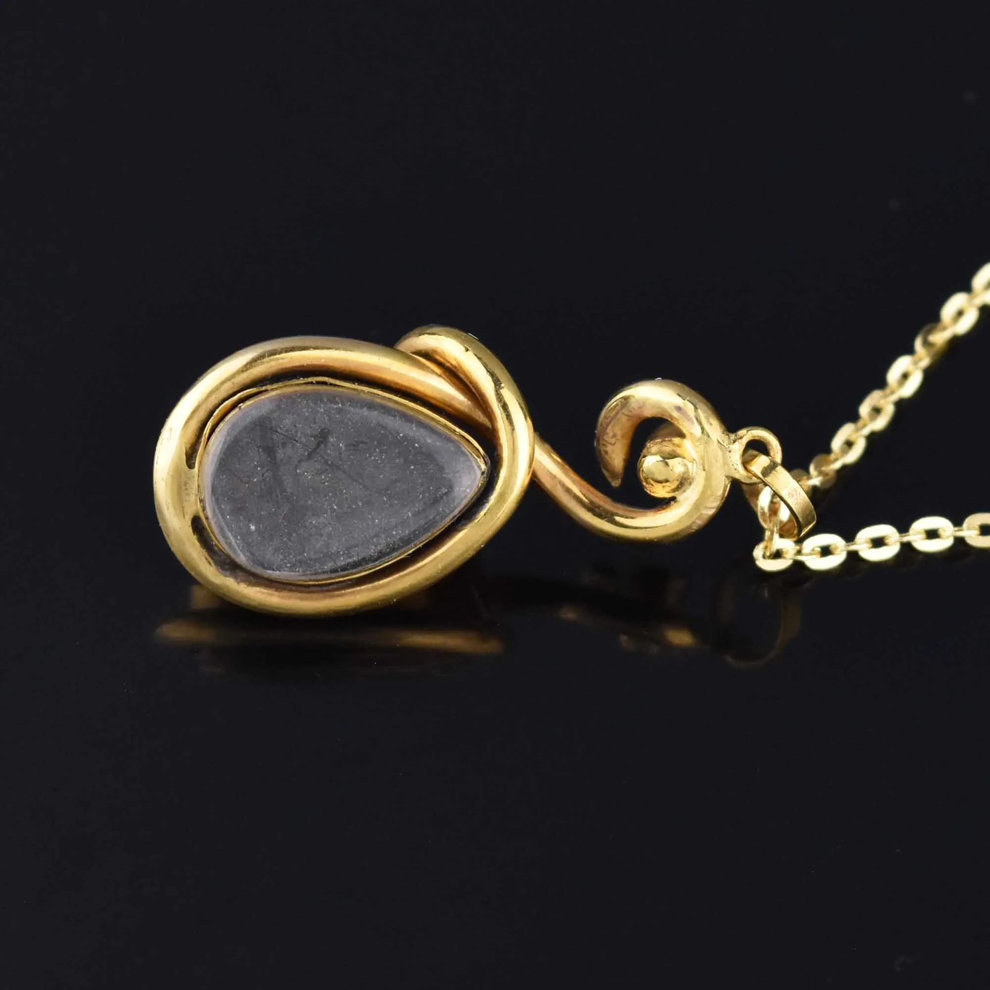 15K Gold Garnet Diamond Locket Snake Pendant Victorian