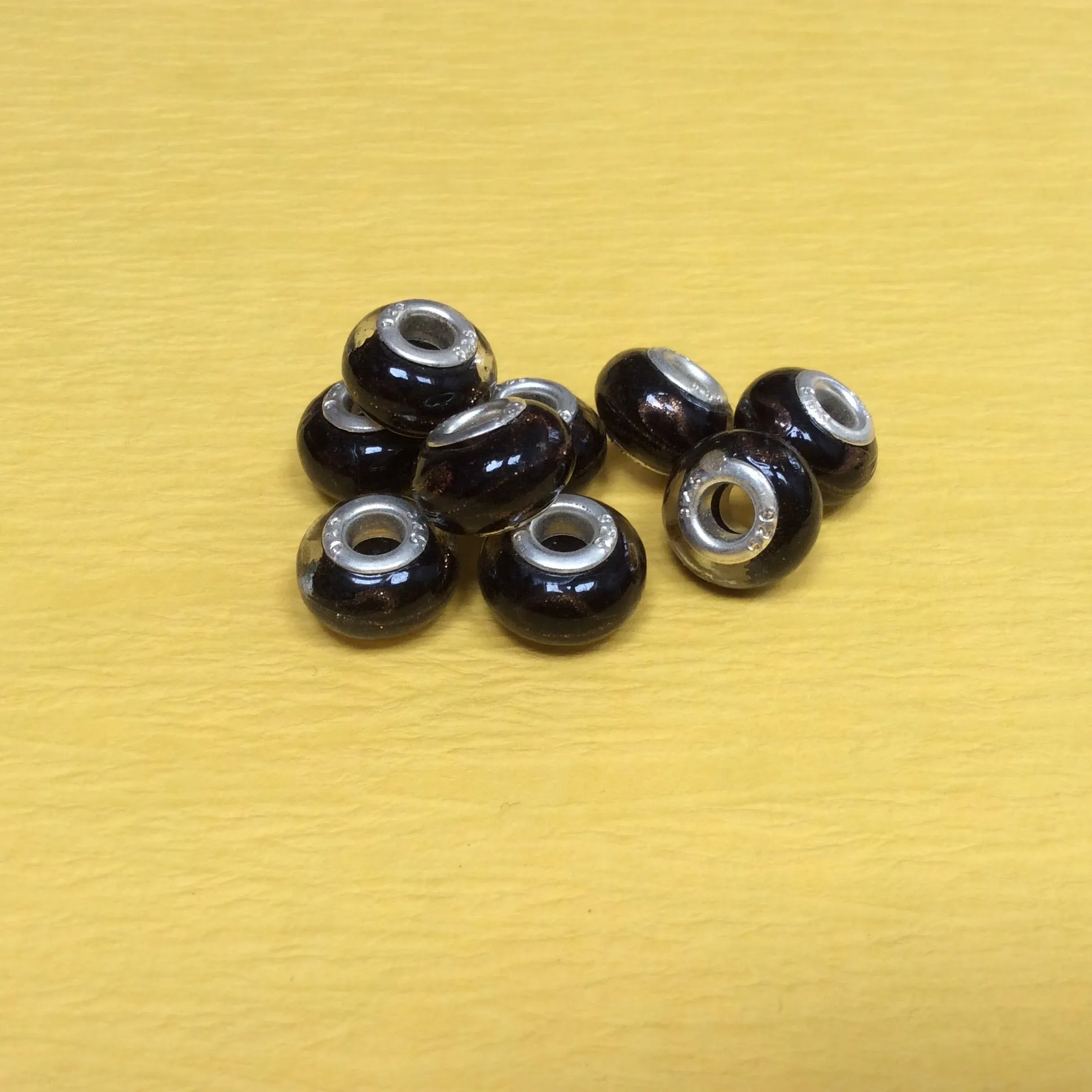 16 Mixed Heart European Jewelry Beads, Platinum & Enamel Color Plated