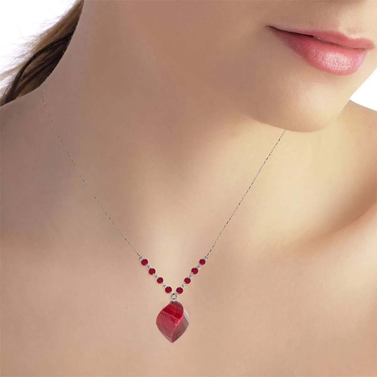 16.25 Carat 14K Solid White Gold Burn Bridges Ruby Necklace