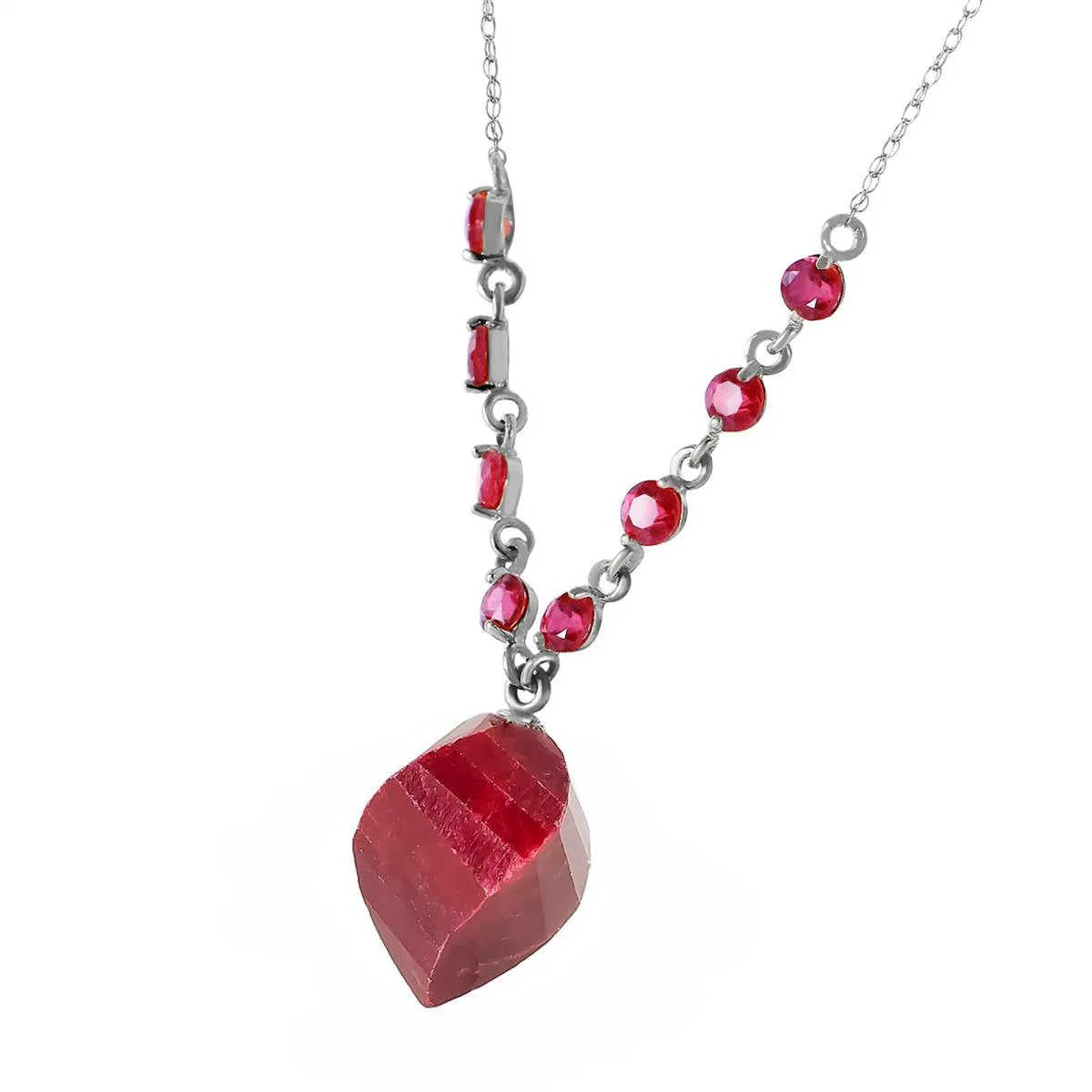 16.25 Carat 14K Solid White Gold Burn Bridges Ruby Necklace