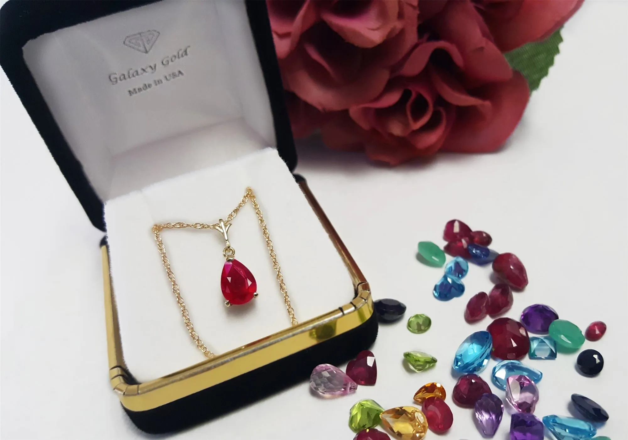 1.75 Carat 14K Solid Yellow Gold House Of Flesh Ruby Necklace