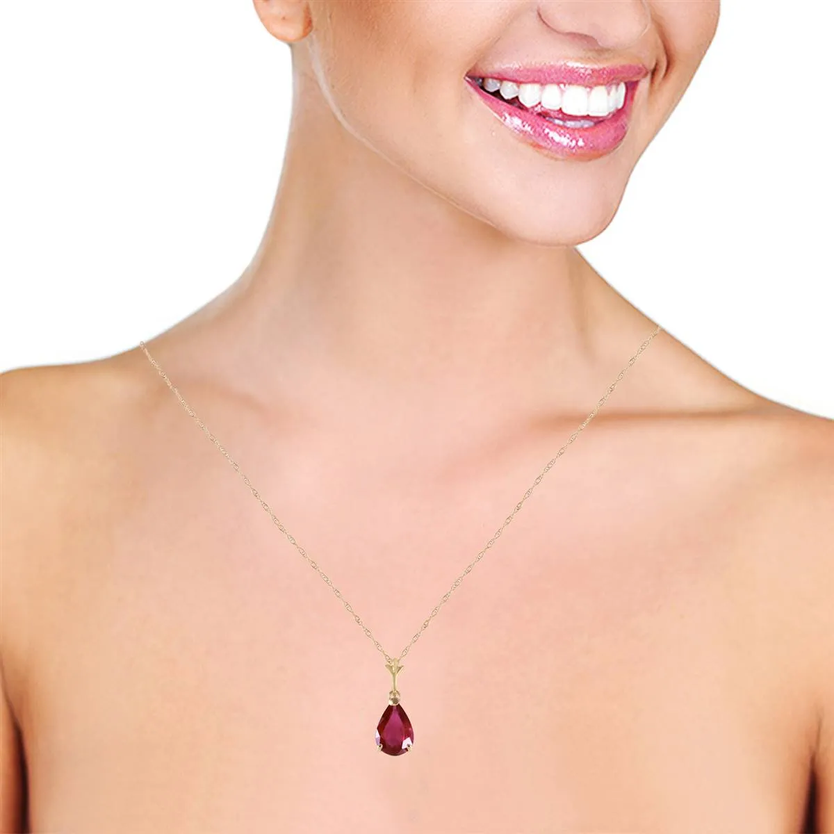 1.75 Carat 14K Solid Yellow Gold House Of Flesh Ruby Necklace