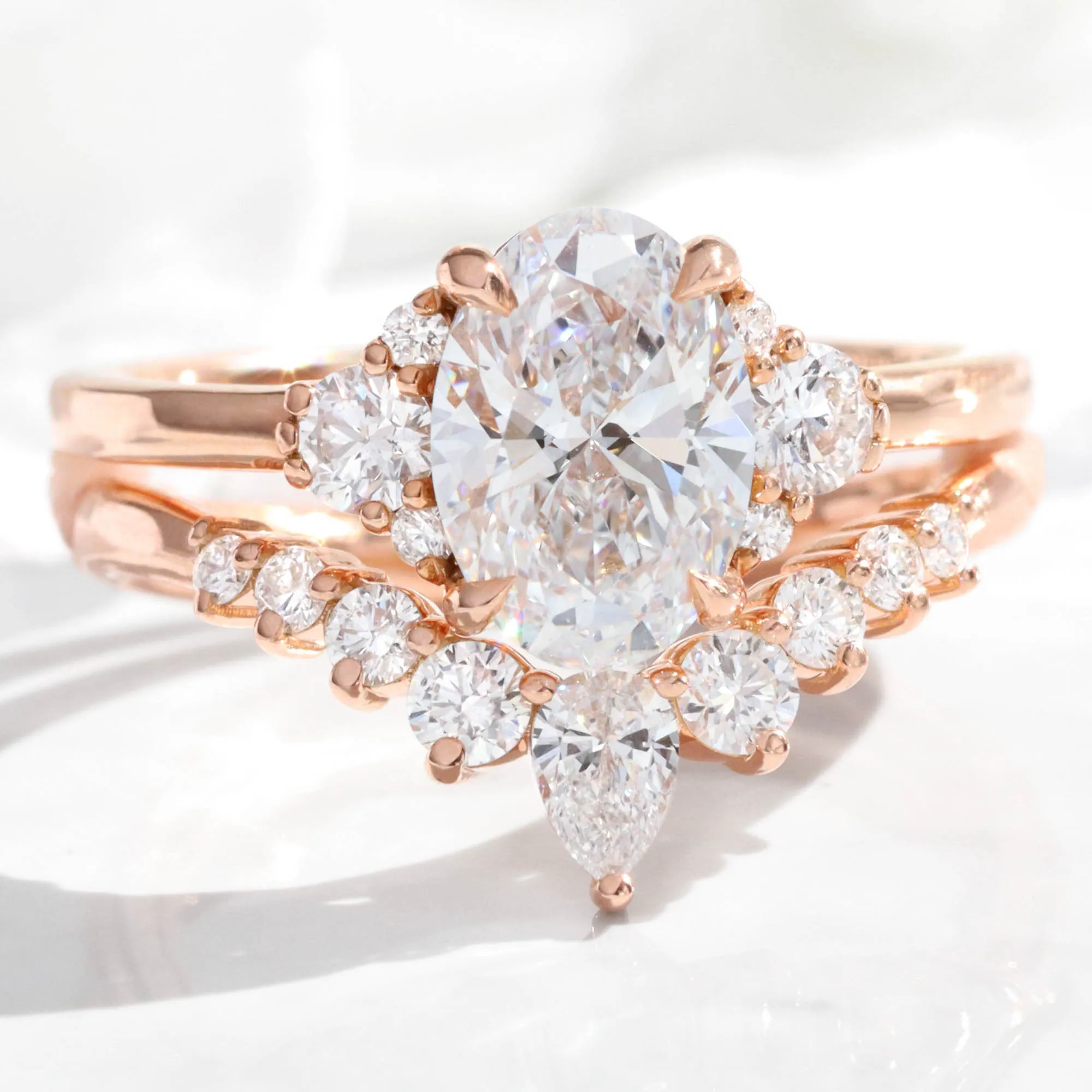 1.78 Ct. Oval Lab Diamond Ring w/ Natural Diamonds in Flora 3 Stone Ring