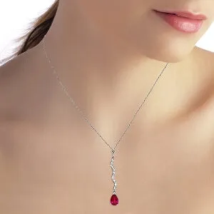 1.79 Carat 14K Solid White Gold Lightening Strikes Ruby Diamond Necklace